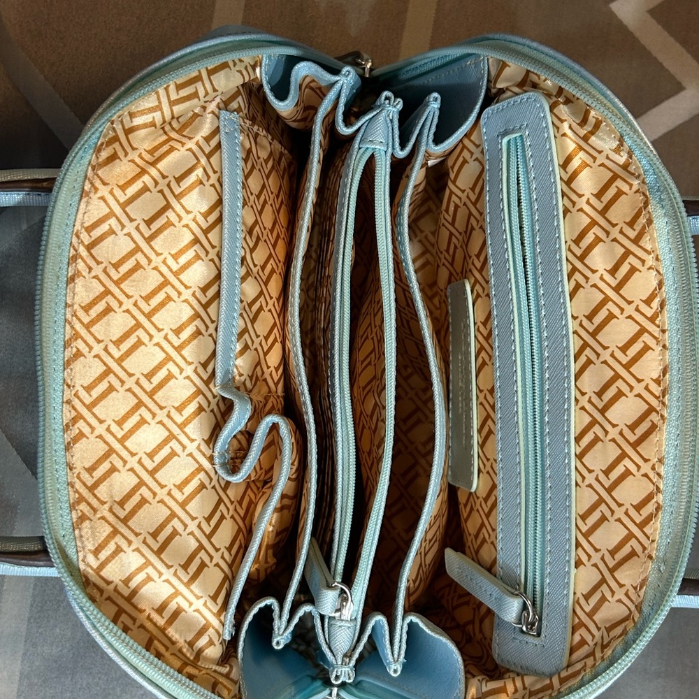 Tignanello Light Blue Leather Satchel Purse - Picture 6 of 13